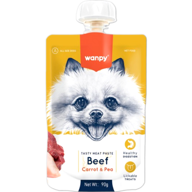 Wanpy Tasty Meat Paste Beef with Carrot and Pea for Dogs 90gm image