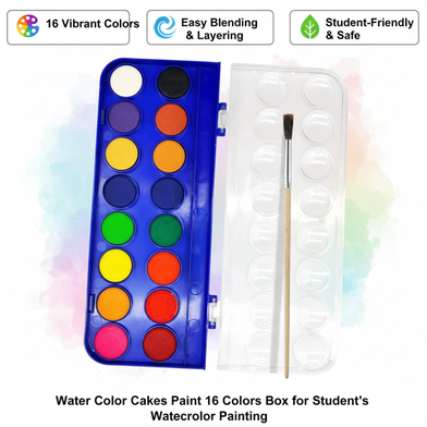 Water Color Cakes Paint 16 Colors Box for Student's Watercolor Painting Slide 2
