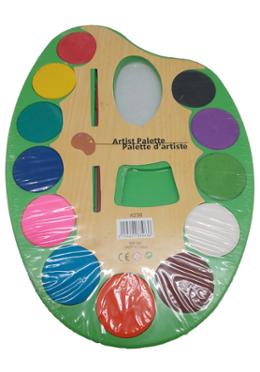 Water Colors Plastic Artist Palette with brush, for kids (Medium Size) - 12 Pcs image