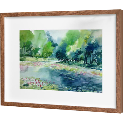 Mahmudur Rahman Rial Water Lily Watercolor - (27x20)inches image