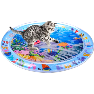 Water Sensory Playmat for Indoor Cats - Interactive Self-Play Mat, Kicker Toy for Bored Felines image