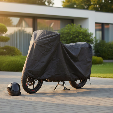 Waterproof All Season Bike Cover Dust Cover UV Protective Outdoor Indoor For Motorcycle 50 To 200cc Black Color Slide 2