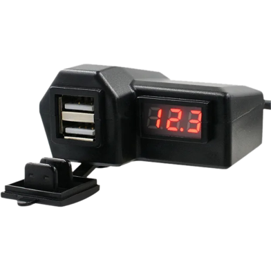 Waterproof Dual USB Motorcycle Phone 3.4A Fast Charger With Voltmeter image