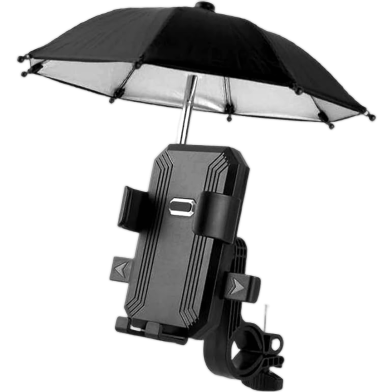 Waterproof Motorcycle Phone Holder with Umbrella Sunshade and One Button Lock for Bike and Bicycle 1 Piece (without charging system) image