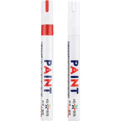 Waterproof Tire Marking Pen White And Red (Bundle Of 2) image