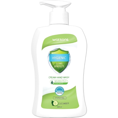Watsons Hygienic Nourish Plus Sensitive Hydrating Cucumber Cream Hand Wash 500ml image