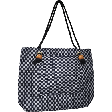 Weaving Pattern Ladies Tote Bag | Stylish Checked Shopping Bag) image