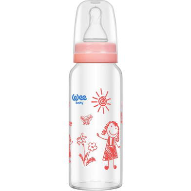 Wee Baby Heat Resistant Glass Feeding Bottle-180 ml image