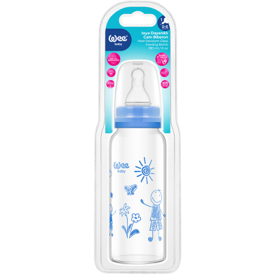 Wee Baby Heat Resistant Glass Feeding Bottle-180 ml image