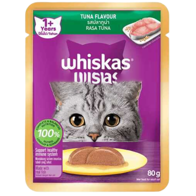 Whiskas Adult Pouch Wet Cat Food Tuna Gravy 80g image