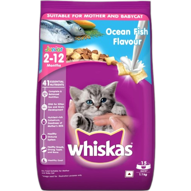 Whiskas Junior Mother Cat and Kitten (2-12 Months) Dry Cat Food, Ocean Fish Flavour 450gm image