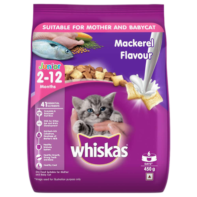 Whiskas Kitten Dry Cat Food Mackerel Flavour - 450gm image