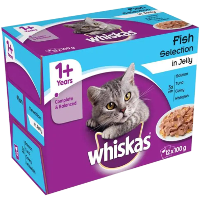 Whiskas Wet Cat Food For Adult Fish Selection in Gravy - 100gm - 12pcs image
