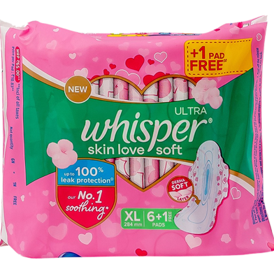 Whisper Ultra Softs Air Fresh Sanitary Pads for Women XL 7 Napkins image
