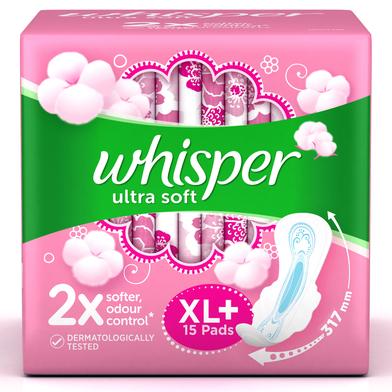 Whisper Ultra Softs Air Fresh Sanitary Pads for Women – XL Plus 15 Napkins image