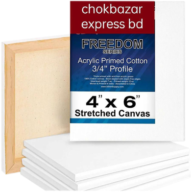 White Blank 4/6 inch Canvas Heavy Weight Gesso Acid Free Bulk -1 Pcs image