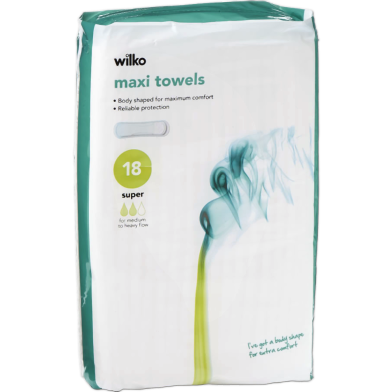 Wilko Super Maxi Towels - 18 Pack image