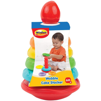 WinFun Wobble Cake Stacker Preschool Learning Activity Set- 6 to 12 Months image