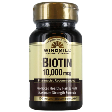 Windmill Biotin 10000mcg Maximum Strength Formula 100 Tablets image