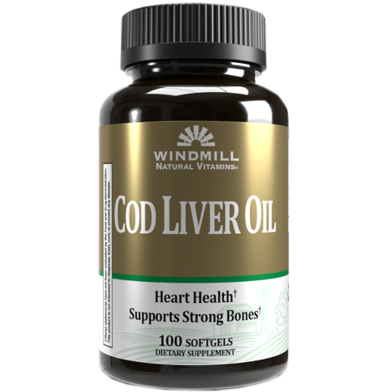 Windmill Natural Vitamins Cod Liver Oil 100 Softgels image