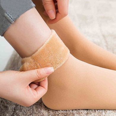 Winter Warmer Women Thicken Wool Cashmere Snow Socks ,Seamless Velvet Boots Floor Sleeping Socks image