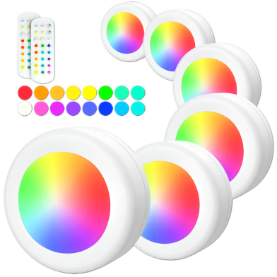 Wireless Cabinet Night Light 6pcs with Remote and RGBW Modes image