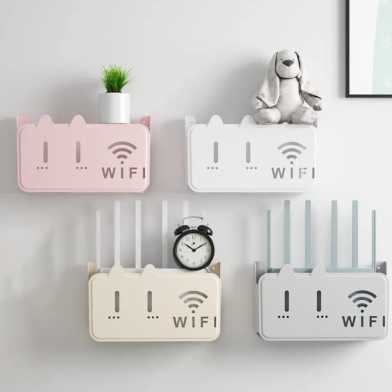 Wireless Wifi Router Shelf Storage Box Wall Hanging Plastic Organizer image
