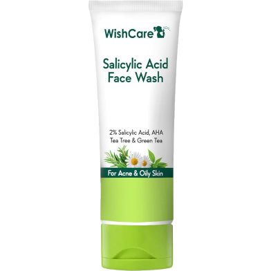 Wishcare 2 Percent Salicylic Acid Face Wash with AHA, GreenTea, Chamomile and Tea Tree for Oil and Acne Control - 100 ml image