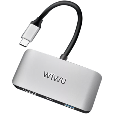 Wiwu Alpha C2H 3 in 1 USB Type-C HDMI Hub- Grey image