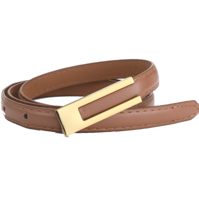 Women's Elegant Style Genuine Leather Belt with Polished Buckle image