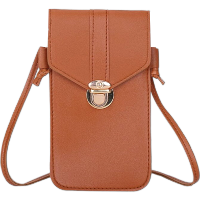 Women’s PU Leather Phone Holder With Neck Strap Wallets Touch Screen Bags(Brown ) image