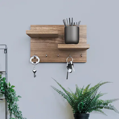 Creative Furniture Wood Wall Shelf with Keyholder image