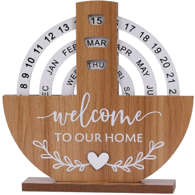 Wooden Creative Calendar Perpetual Calendar Wooden Blocks Calendar for Home Office Desk image