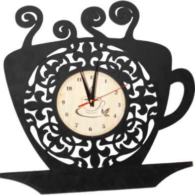 Wooden Cup Shape Wall Clock Black image