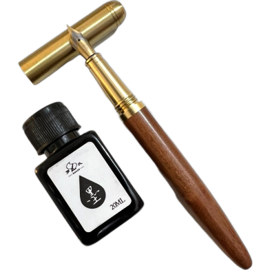 Wooden Fountain Pen With 20ml Ink-Elegant Writing Instrument for Professionals and Gift Set image