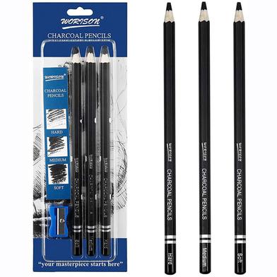 Worison Charcoal Pencil Hard -Medium-Soft 3 pce set image