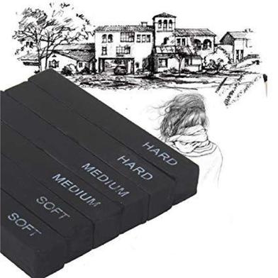 Worison Drawing Shading Compressed Charcoal Sticks, Soft, Medium, Hard-6 Pcs image