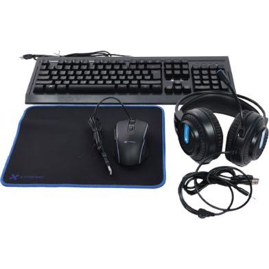 XTREME K502C RGB Backlit USB-Bangla Combo Black Keyboard, Mouse, Headphone and Mouse Pad image