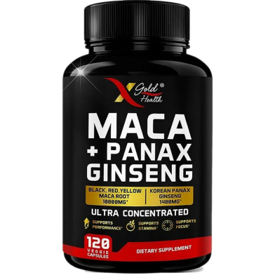 X Gold Health Maca PanaxGinseng Ultra Concentrated - 120 Capsules -372213667 image