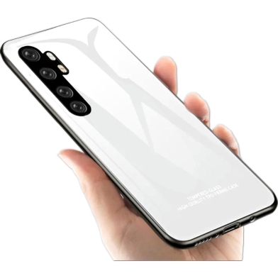 Xiaomi Mi Note 10 Lite Glass Back Cover – Shock-Resistant Case with Flexible TPU Edge and Camera Protection (Multicolor) image