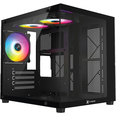 Xtreme M72B M-ATX Black Case Tempered Glass with 3 ARGB Fan Without PSU image