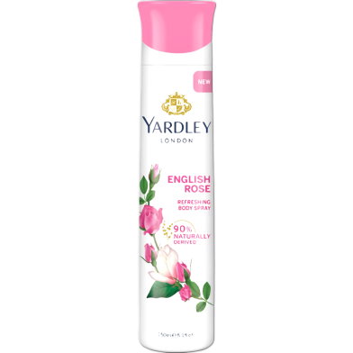 Yardley London English Rose Refreshing Deodorant Body Spray For Women, 150ml image