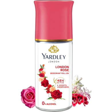 Yardley London London Rose Underarm Deodorant Roll On | 0 percent Alcohol and Dermat Approved | For Women | 50ml image
