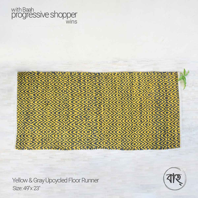 Baah Yellow and Gray Upcycle Floor Runner - 49x23 Inch image