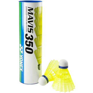 Yonex Mavis 350 Blue Cap Nylon Shuttlecock, Pack Of 6 (White) image