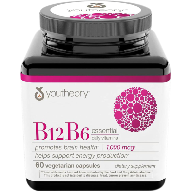 Youtheory Vitamin B12 B6 1000 mcg – 60 Capsules -344824967 image