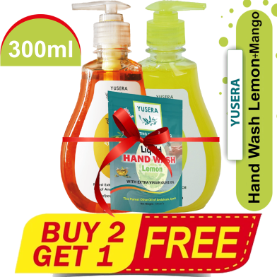 Yusera Hand Wash 300 ml Lemon Plus Mango (Buy 2 Get 1 Hand Wash Refill 170 ml Free) image