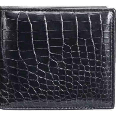 Zays Handcrafted Crocodile Embossed Premium Leather Bifold Short Wallet (ZSW122-Black) image