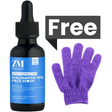 Zayn And Myza Niacinamide 10 Percent Plus Zinc Face Serum -30ml( Gift Exfoliating Shower Gloves) FREE image