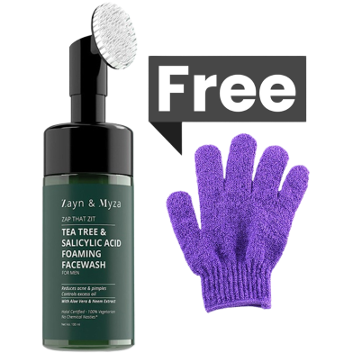 Zayn And Myza Tea Tree And Salicylic Acid Foaming Facewash - For Men (Exfoliating Shower Gloves) FREE image